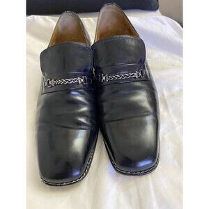 VTG. Moreschi Black Leather Catalina Dress Shoes SZ 8M/Stacked Heel/Italy